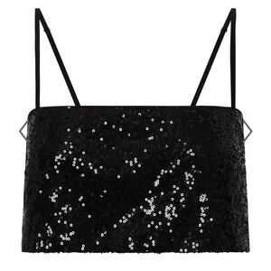 Black sequin cropped top